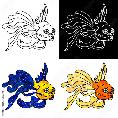 set of funny cartoon fishes  vector image  cliche