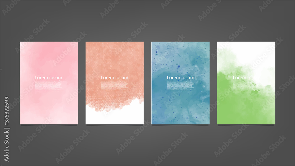 Set of colorful vector watercolor backgrounds for poster, brochure or flyer, Bundle of watercolor posters, flyers or cards. Banner template.