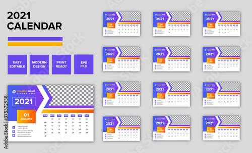 2021 new desk calendar template 