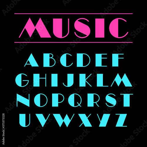 Art deco font Retro geometric design