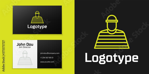 Logotype line Prisoner icon isolated on black background. Logo design template element. Vector Illustration.