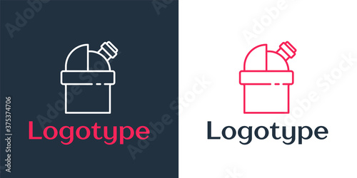 Logotype line Astronomical observatory icon isolated on white background. Observatory with a telescope. Scientific institution. Logo design template element. Vector.