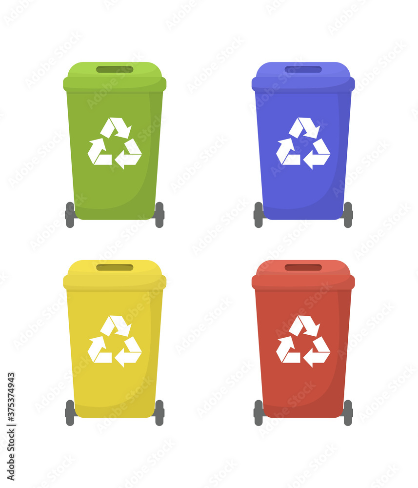 Set of colorful recycling bins. Ecology and recycle concept. Set of colorful recycling bins. Ecology and recycle concept.