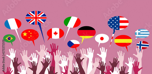 mani, bandiere, lingue, lingue del mondo
