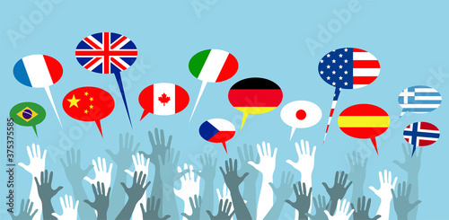 mani, bandiere, lingue, lingue del mondo
