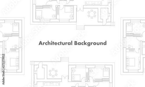 Architectural background. Part of architectural project, architectural plan of a residential building. Black and white