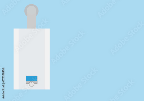 modern gas boiler on a blue background, saving energy and cash	