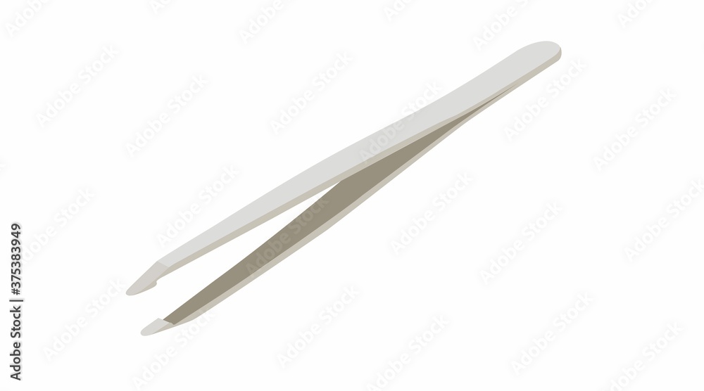 Vector isolated illustration of realistic metal tweezers Vector isolated illustration of realistic metal tweezers