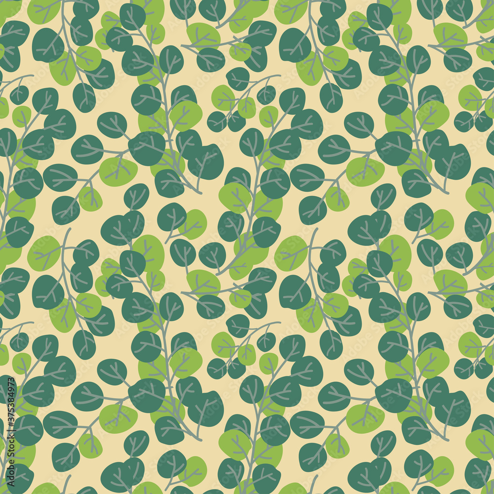 Spring seamless pattern with young foliage. Vector