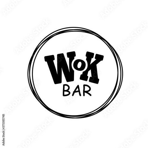 wok chinese food logo set