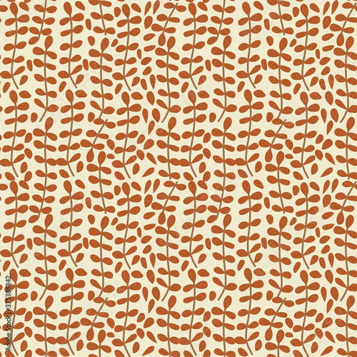 Vector seamless pattern with brown leaf tropical pattern