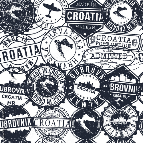 Dubrovnik Croatia Stamps. City Stamp Vector Art. Postal Passport Travel. Design Set Pattern.