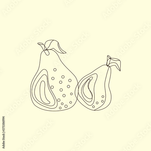 pear fruit vector one line art isolated illustration © ангелина ковальчук