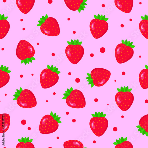 This is a seamless pattern of strawberry on a light background. Could be used for flyers, postcards, banners, gift paper, holiday decorations, etc.