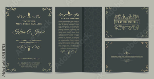 collection Invitation card vector design vintage style