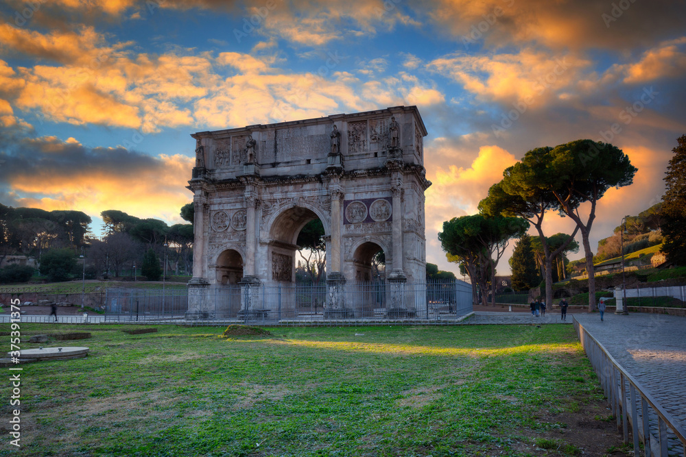 Arch of Constantine the Great at sunrise, Rome