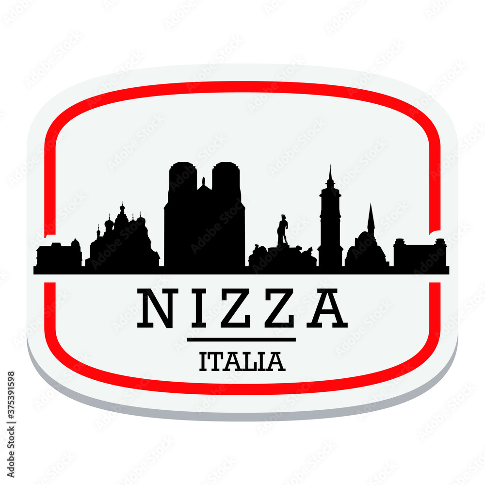 Nice Italy Label Stamp Icon Skyline City Design Tourism.