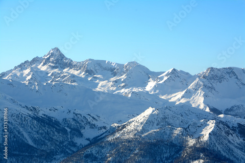 White snow on the mountains of the Val di Susa in Piedmont near Turin in Italy © aliberti