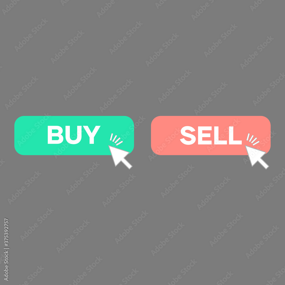 Buy and sell button, button for trading, exchange, market, vector illustration Buy and sell button, button for trading, exchange, market, vector illustration