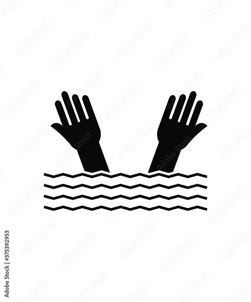 Obraz premium help icon,water wave with human hand icon.