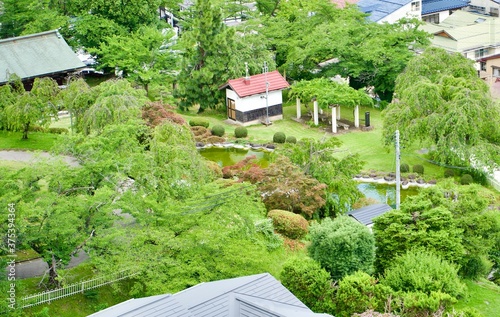 The Japanese garden near the castle in Yamagata. photo