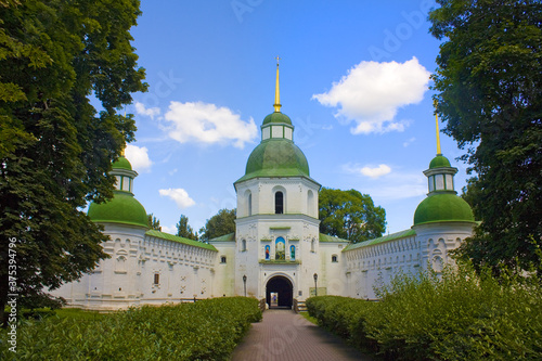 Gate tower-bell of Spaso-Preobrazhensky male monastery in Novgorod-Seversky, Ukraine photo