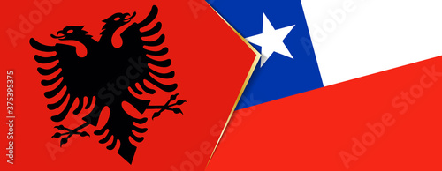 Albania and Chile flags, two vector flags.
