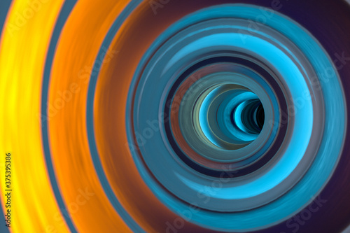 Colorful glowing tunnel, multicolor hole, 3d rendering.