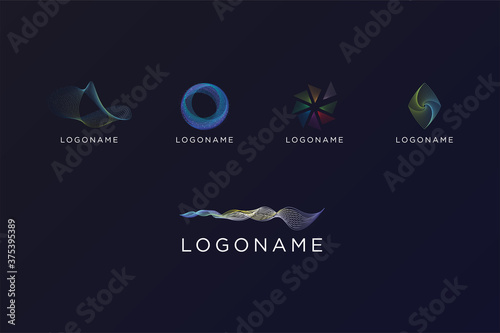 Abstract technology shape logo bundle