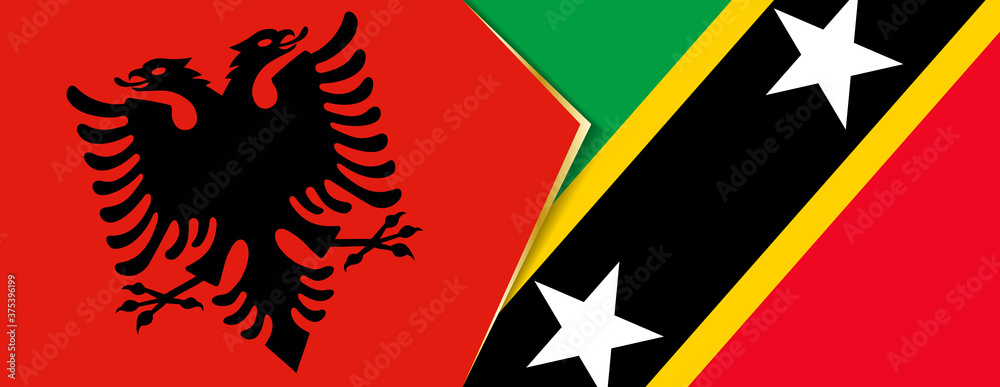 Albania and Saint Kitts and Nevis flags, two vector flags. Albania and Saint Kitts and Nevis flags, two vector flags.