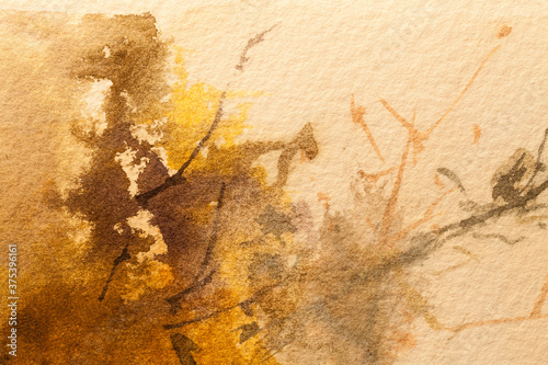 Wallpaper Mural Abstract art background light brown and orange colors. Watercolor painting on canvas with soft beige gradient. Torontodigital.ca