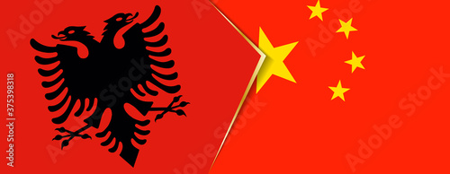 Albania and China flags, two vector flags.