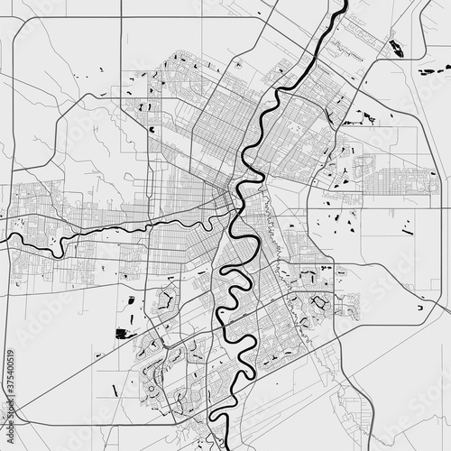 Urban city map of Winnipeg. Vector poster. Grayscale street map.