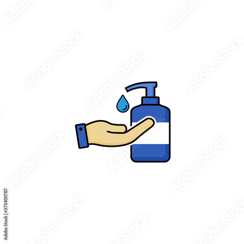 Washing hand icon, Hand Soap sanitizer Flat design