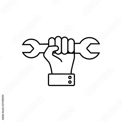 Hand holding wrench icon vector illustration