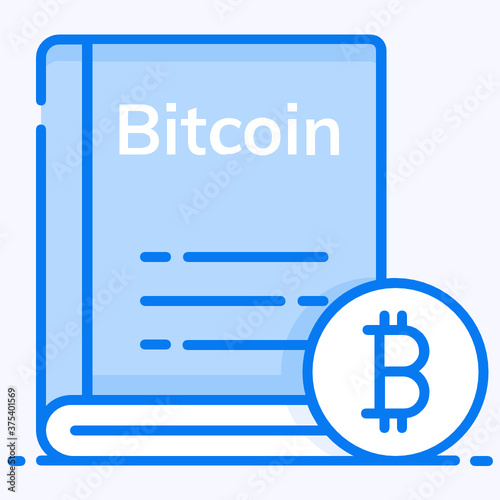 
Crypto education concept, bitcoin book in modern style 
