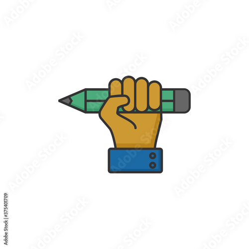 hand holding pencil icon vector ilustration