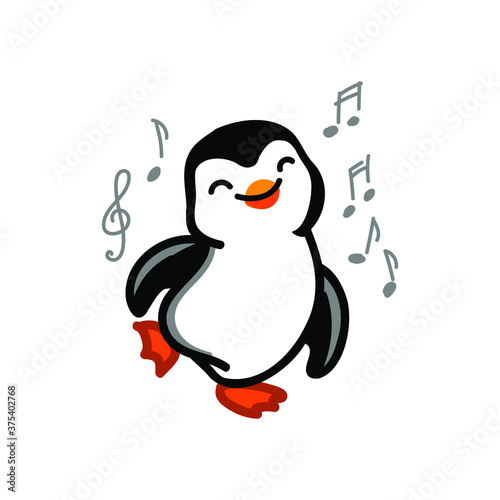 dancing penquin on the white background