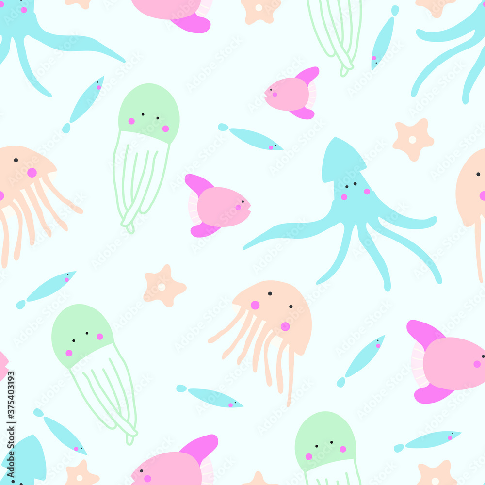 sea animals repeat pattern