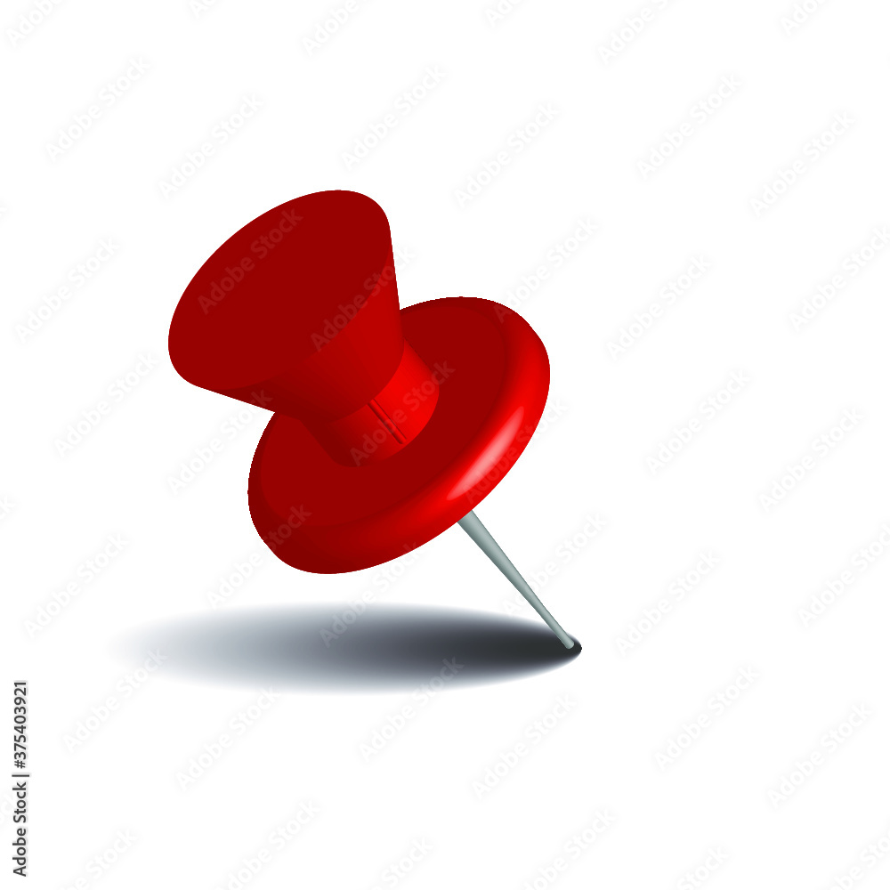 pin with red cap for pinning papers with glitter and shadow. supplies for office and school. pin with red cap for pinning papers with glitter and shadow. supplies for office and school.