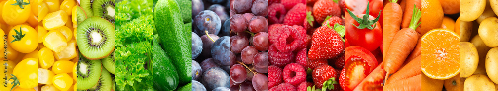 Fruits, vegetables and berries. Fresh food background. Healthy food