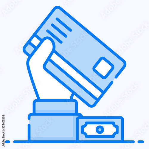 
Card payment vector design, atm card with bank note
