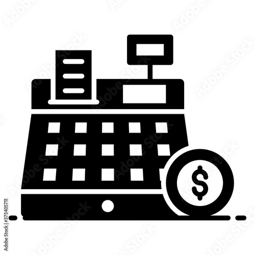
A mechanical or technical till to pay via card, concept of cash register flat icon
