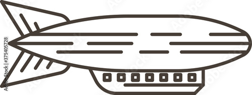 Vector Illustration of a Monochrome Cartoon Blimp Dirigible