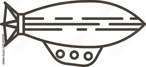 Vector Illustration of a Monochrome Cartoon Blimp Dirigible