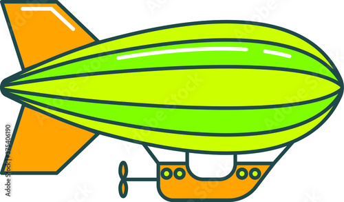 Vector Illustration of a Colorful Cartoon Blimp Dirigible