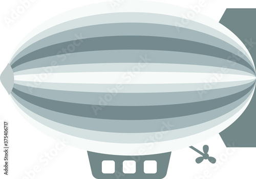 Vector Illustration of a Grey Cartoon Blimp Dirigible