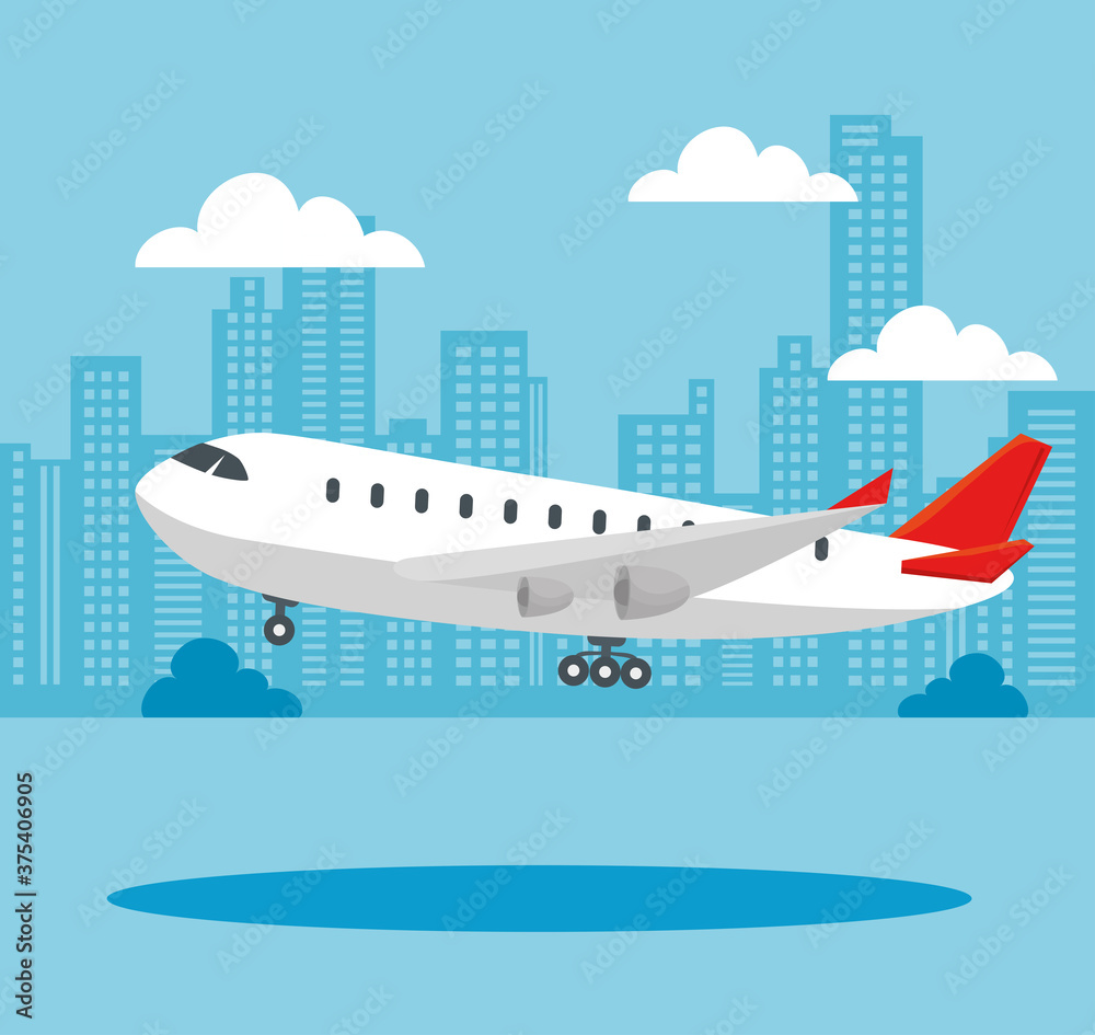 modern airliner, large commercial passenger aircraft vector illustration design