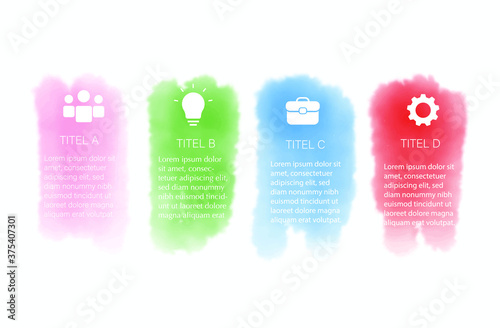 Business Infographic template. brush watercolor design with numbers 4 options or steps.Vector illustration.
