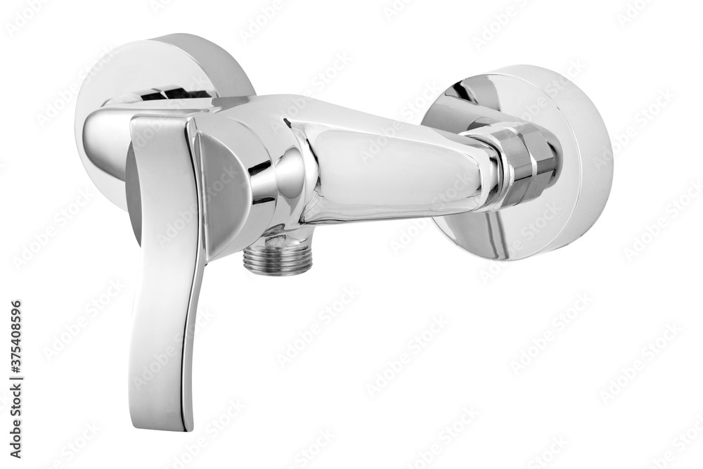 Glossy metallic faucet on white background Glossy metallic faucet on white background